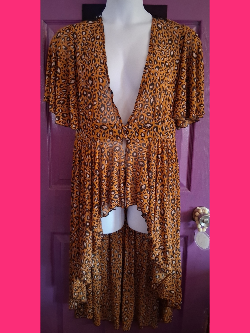 Leopard Print Flutter Sleeve Cardigan